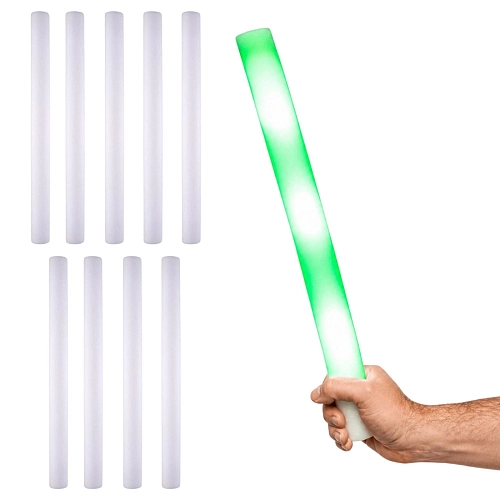 Párty LED pěnová tyč se světlem - zelená - 47 cm - 10 ks