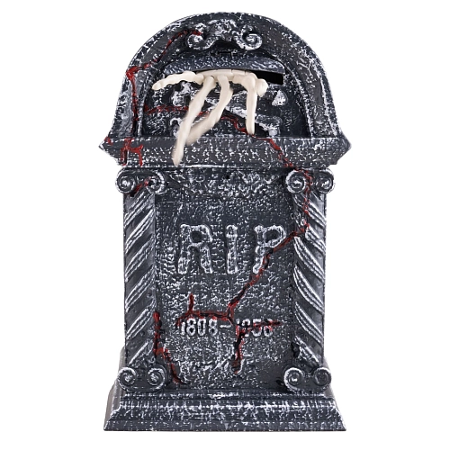 Náhrobek s pohyblivou rukou kostlivce - Halloween - 27 x 12 x 44,5 cm