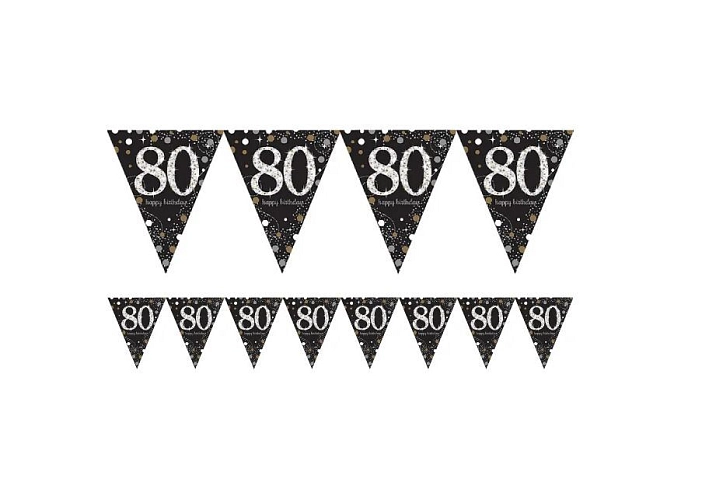 Girlanda vlajky 80 let - narozeniny - Happy birthday - 400 cm