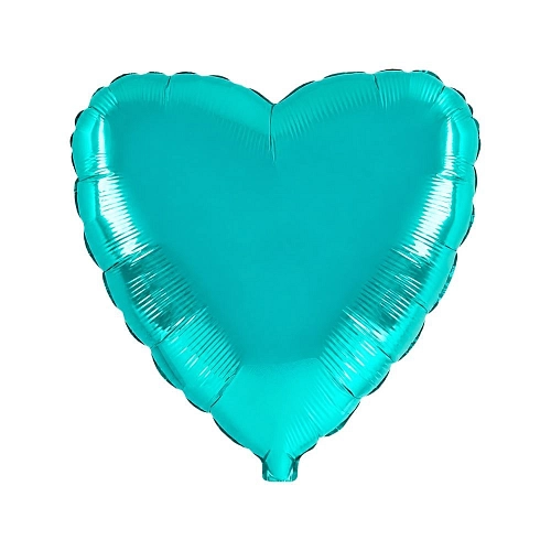 Balón foliový 45 cm  Srdce zelené TYRKYSOVÉ - Valentýn / Svatba