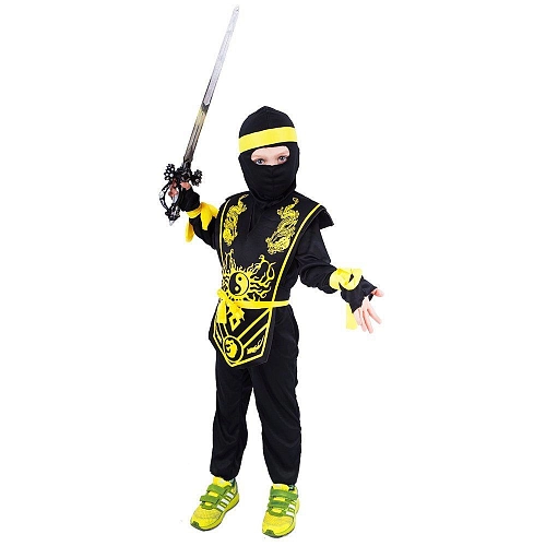 Dětský kostým Ninja žlutý vel.S