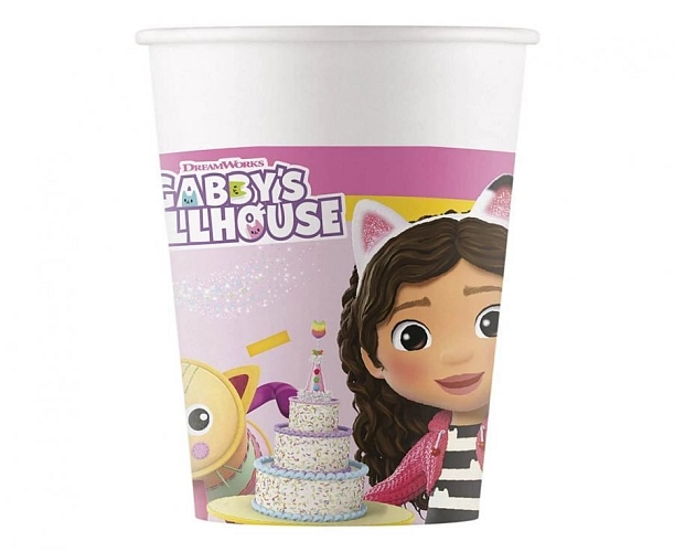 Papírové kelímky Gábinin kouzelný domeček - Gabby's Dollhouse - 200 ml - 8 ks