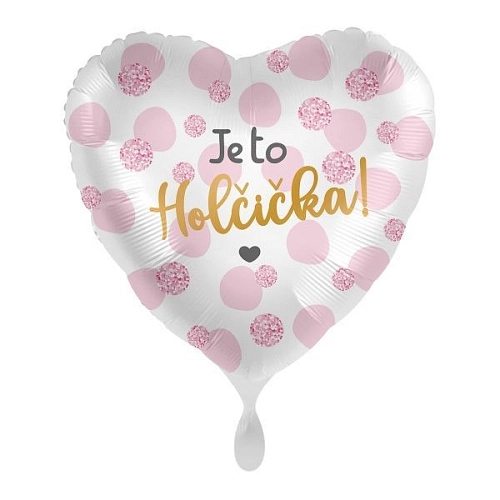 Balón foliový - Je to holčička - srdce - 43 cm