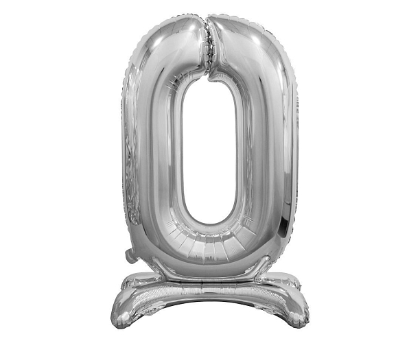 Balón foliový číslice STŘIBRNÁ na podstavci -  74 cm - 0