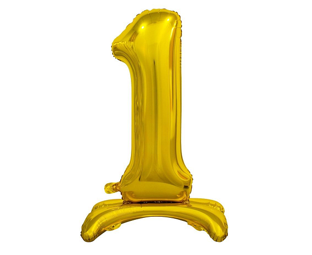 Balón foliový číslice ZLATÁ  na podstavci , 74 cm - 1