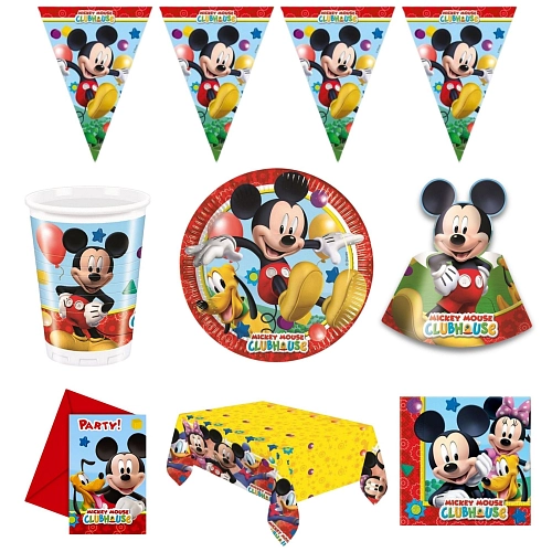 Dětská narozeninová sada myšák Mickey Mouse - 12 osob, 66 ks