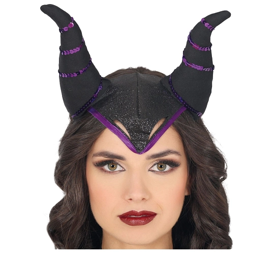 Čelenka s rohy - Maleficent - zloba - Halloween