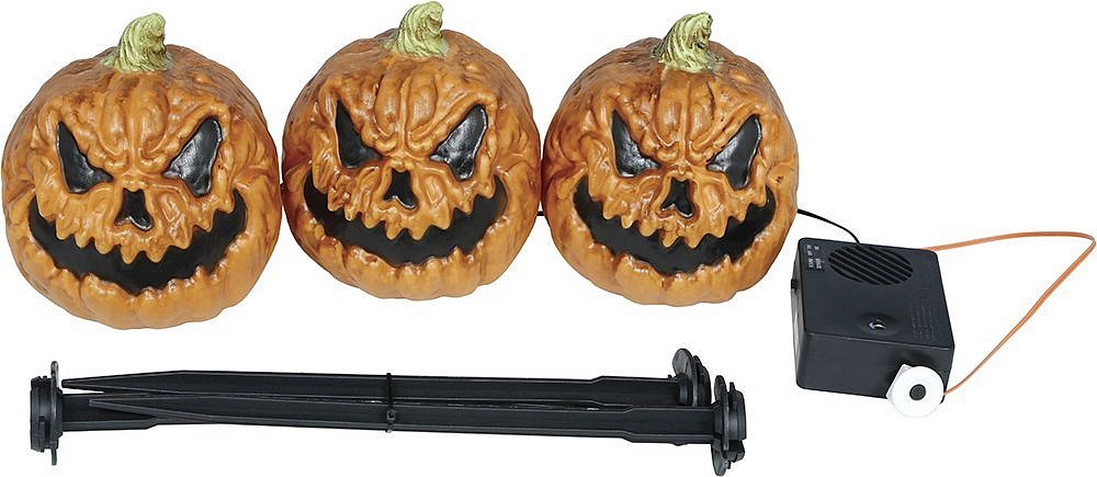 Dekorace dýně - se světlem a zvukem - 3 ks - 13 cm - Halloween