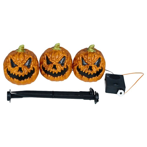 Dekorace dýně - pumpkin - se světlem a zvukem - 3 ks - 13 cm - Halloween