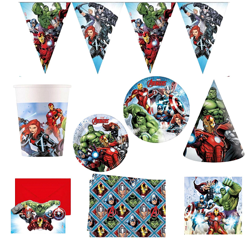 Dětská narozeninová sada Avengers - 12 osob, 78 ks