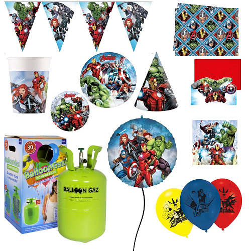 Dětská narozeninová sada Avengers s balónky a heliem - 12 osob, 98 ks