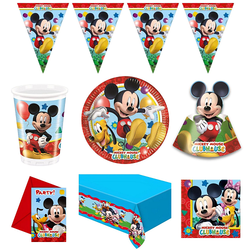 Dětská narozeninová sada myšák Mickey Mouse - 12 osob, 66 ks