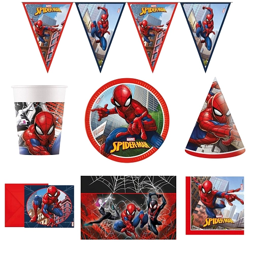 Dětská narozeninová sada Spiderman - 12 osob, 78 ks