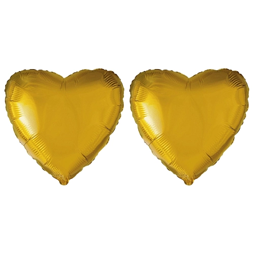 Balón foliový 45 cm  Srdce zlaté - Valentýn / Svatba - 2 ks