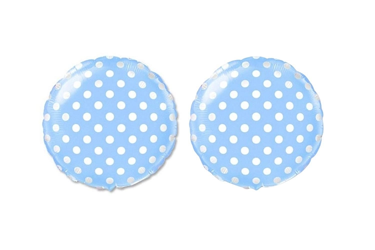 Balón foliový  Kulatý modrý s bílými puntíky 45 cm - 2 ks
