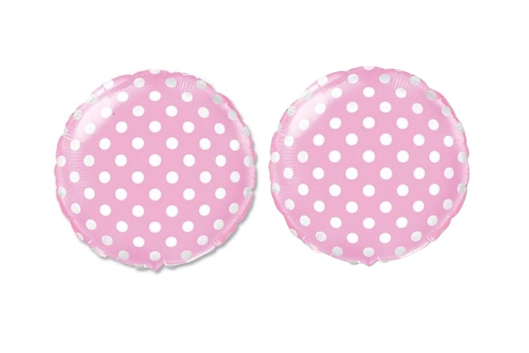 Balón foliový  Kulatý růžový s bílými puntíky 45 cm - 2 ks
