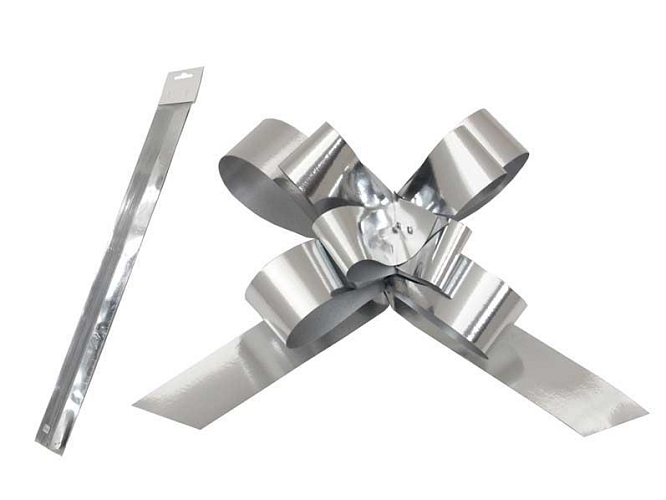 Dekorační stahovací stuha - metalická stříbrná - 1 ks