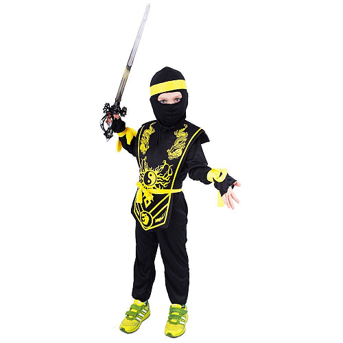Dětský kostým Ninja žlutý vel.S