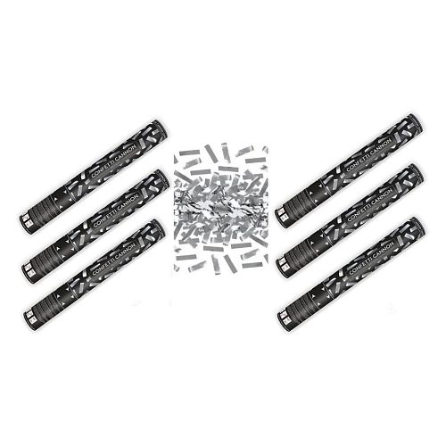 SADA Konfety 40cm STŘÍBRNÉ METALICKÉ - Silvestr - 6 ks