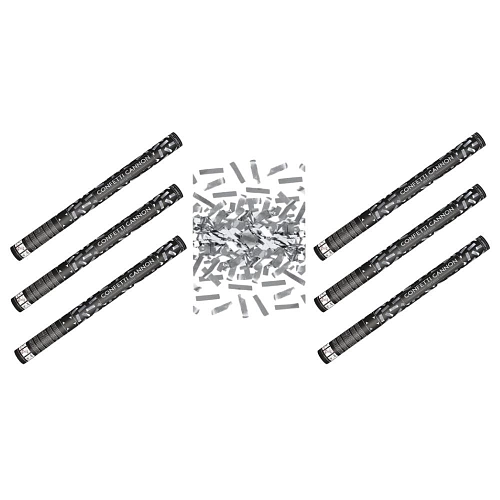 SADA Konfety 60cm STŘÍBRNÉ METALICKÉ - Silvestr - 6 ks