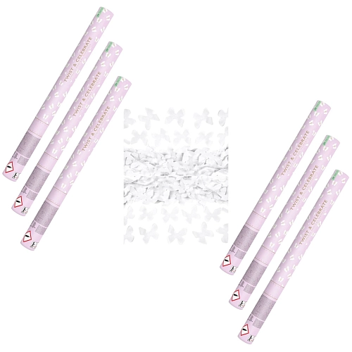 SADA Konfety svatební 60 cm 6 ks BÍLÍ MOTÝLCI