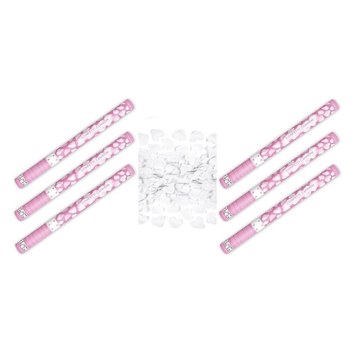 SADA Konfety svatební 60 cm 6 ks BÍLÉ SRDCE