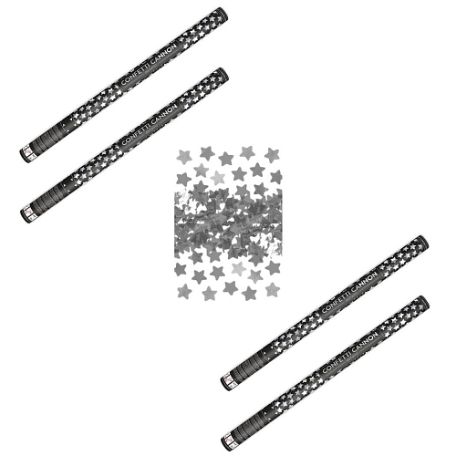 SADA Konfety 80 cm  STŘÍBRNÉ hvězdičky 4 ks - Silvestr