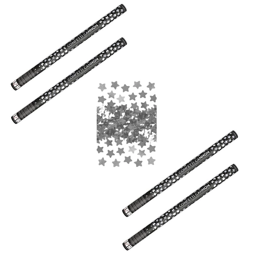 SADA Konfety 80 cm  STŘÍBRNÉ hvězdičky 4 ks - Silvestr