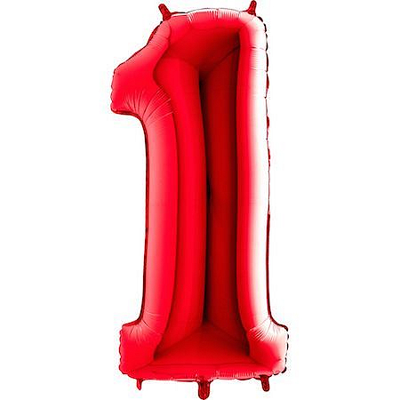 Balón foliový číslice ČERVENÁ - RED 102 cm - 1