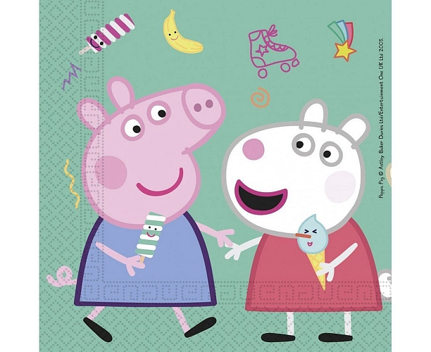 Papírové ubrousky prasátko Pepina - Peppa Pig - 33x33 cm - 20 ks