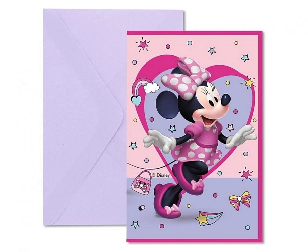 Pozvánky myška Minnie Happy Helpers -  narozeniny - 6ks