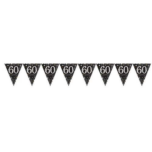 Girlanda vlajky 60 let - narozeniny - Happy birthday - 400 cm
