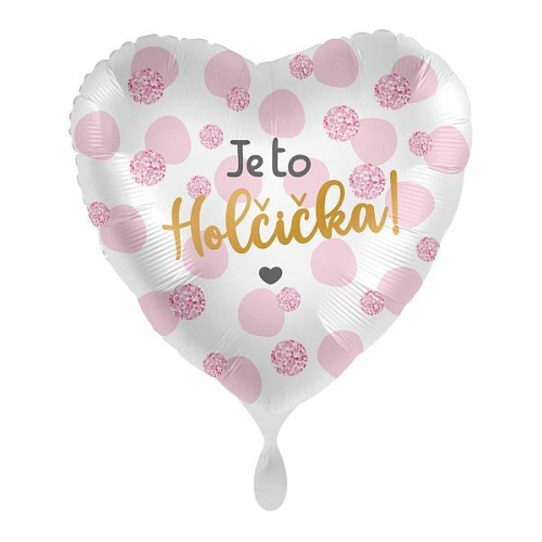 Balón foliový - Je to holčička - srdce - 43 cm