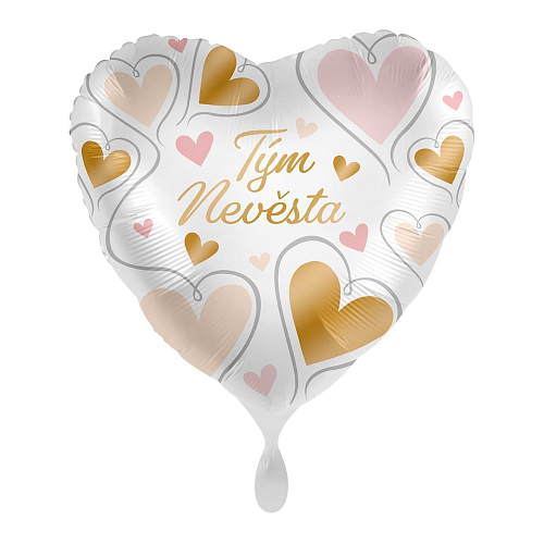 Balón foliový Tým Nevěsta - srdce - Rozlučka se svobodou - 43 cm