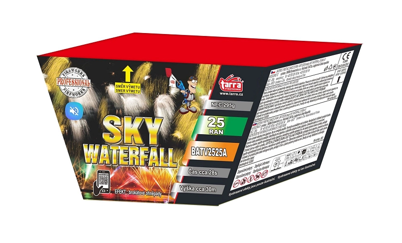 BATERIE VÝMETNIC SKY WATERFALL - TICHÝ OHŇOSTROJ - 25 RAN  4/1