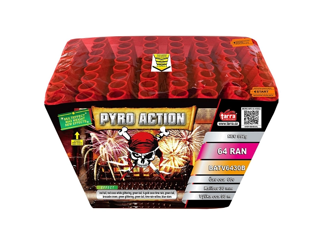 Ohňostroj - BATERIE VÝMETNIC PYRO ACTION 64 RAN  2/1