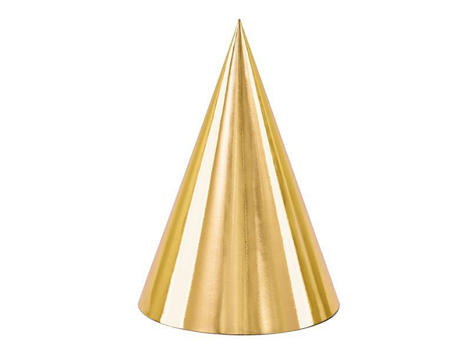 Party kloboučky  zlaté - 16 cm - 6 ks