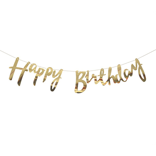 Girlanda narozeniny - Happy Birthday - zlatá, 150 cm