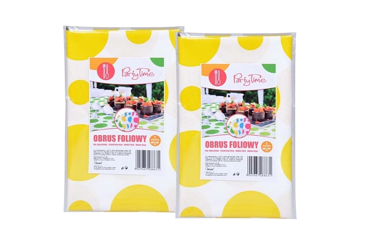 Ubrus foliový puntík - ŽLUTÝ 100 x 130 cm - 2 ks