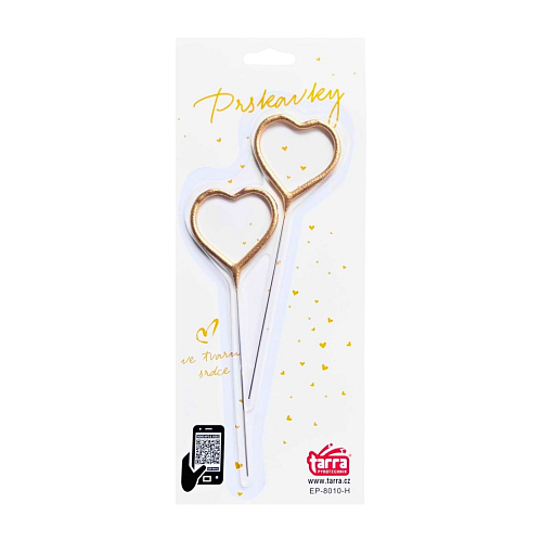 Prskavky ve tvaru srdce - srdíčka - 2 ks / 16,5cm - Valentýn - Svatba