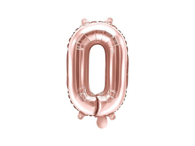 Balón foliový číslice RŮŽOVO ZLATÁ - ROSE GOLD 35 cm - 0 ( NELZE PLNIT HELIEM )