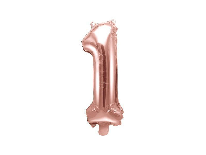 Balón foliový číslice RŮŽOVO ZLATÁ - ROSE GOLD 1 - 35 cm ( NELZE PLNIT HELIEM )