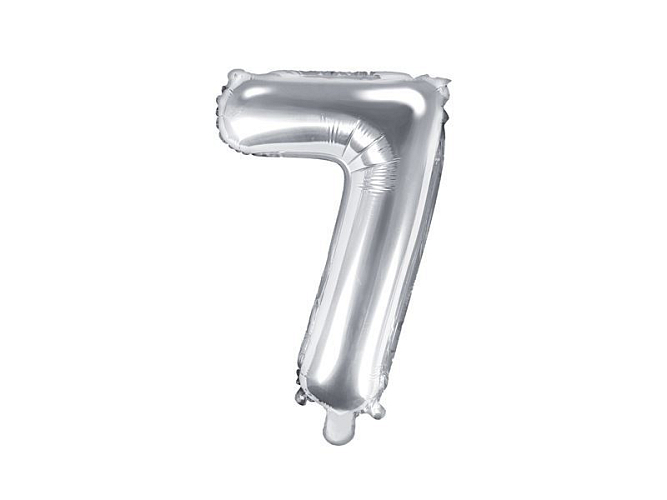Balón foliový číslice STŘÍBRNÁ 35 cm - 7 ( NELZE PLNIT HELIEM )