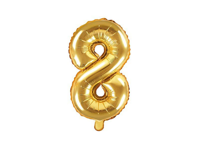 Balón foliový číslice ZLATÁ 35 cm -8 ( NELZE PLNIT HELIEM )