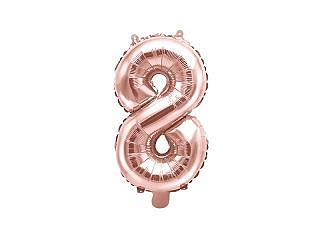 Balón foliový číslice RŮŽOVO ZLATÁ - ROSE GOLD 8 - 35 cm ( NELZE PLNIT HELIEM )