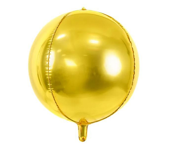 Fóliový balónek  kulatý zlatý 3D - disco - 40 cm