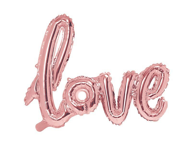 Balón foliový LOVE  - Valentýn / Svatba - rose gold - růžovo zlatý - 73 x 59 cm