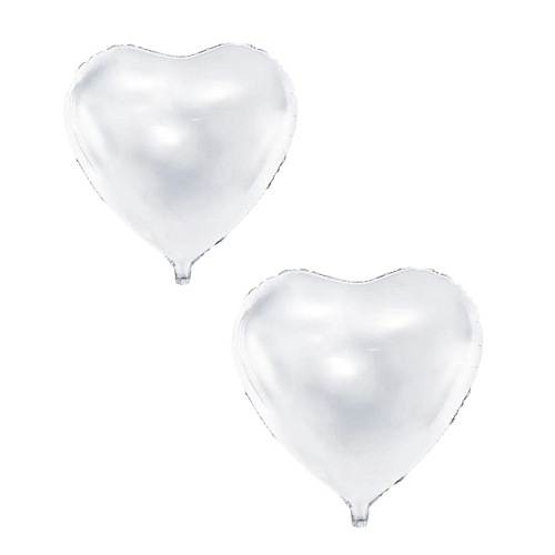 Foliový balón srdce bílé - Svatba - Valentýn - 60 cm - 2ks