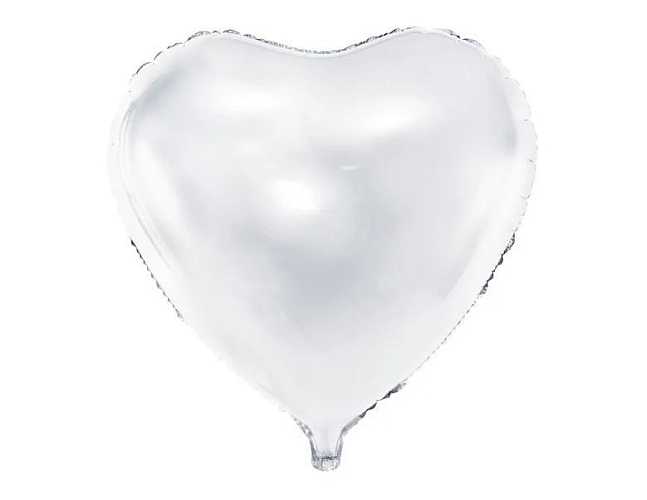 Fóliový balón srdce bílé - Svatba - Valentýn - 60 cm