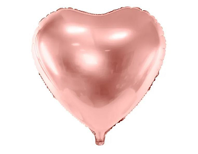 Fóliový balón srdce růžovo zlaté - rosegold  - Svatba - Valentýn - 60 cm